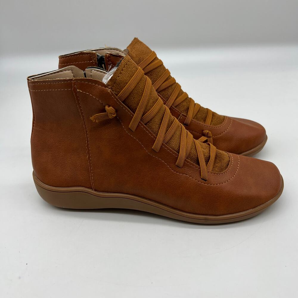 Ankle Boots Brown Round Toe Casual Comfortable Lightweight Size 9US /40CN